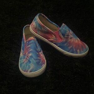 Blue and Pink Tie-Dye Slip-On Sneakers